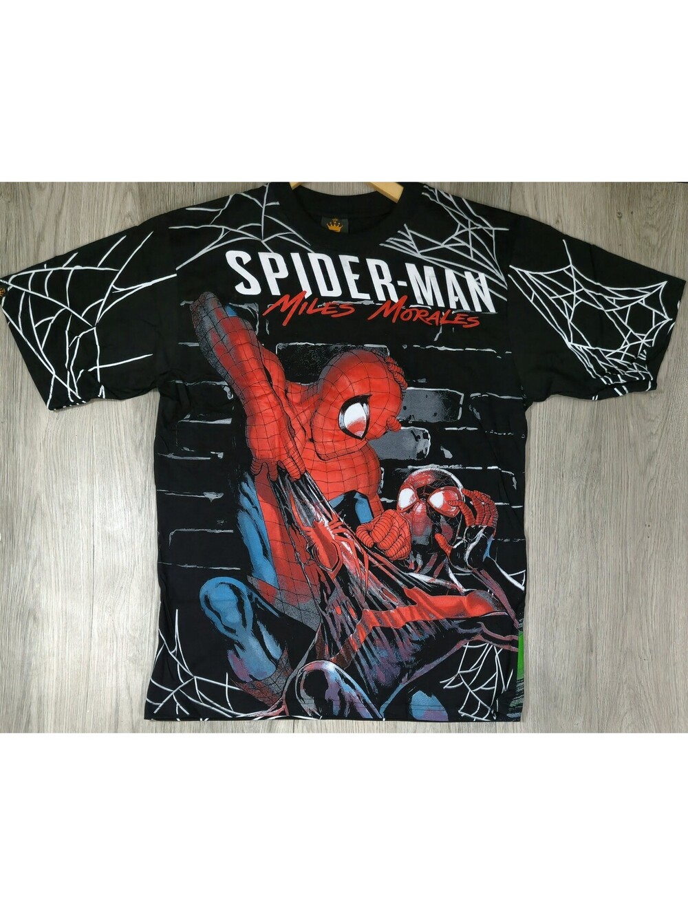 RARE Art For Villains Spider-Man Miles Morales AOP Mega Print Tee XL NWOT